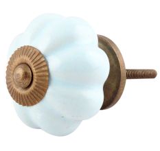 Solid Sky Blue Ceramic Melon Knob